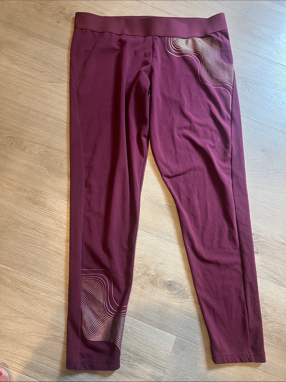 adidas Burgundy High-Waist Performance Leggings XL